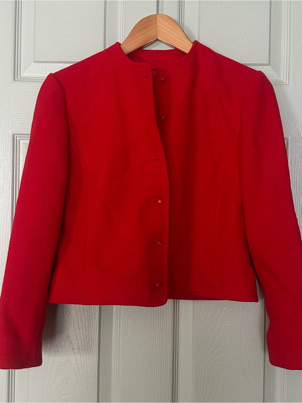 Pendleton Red Collarless Button-Front Blazer Jacket